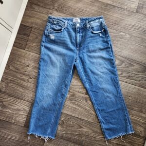 Paige Noella High Waist Crop Straight Leg Denim Jeans in Azalea Size 29